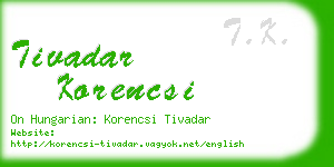 tivadar korencsi business card